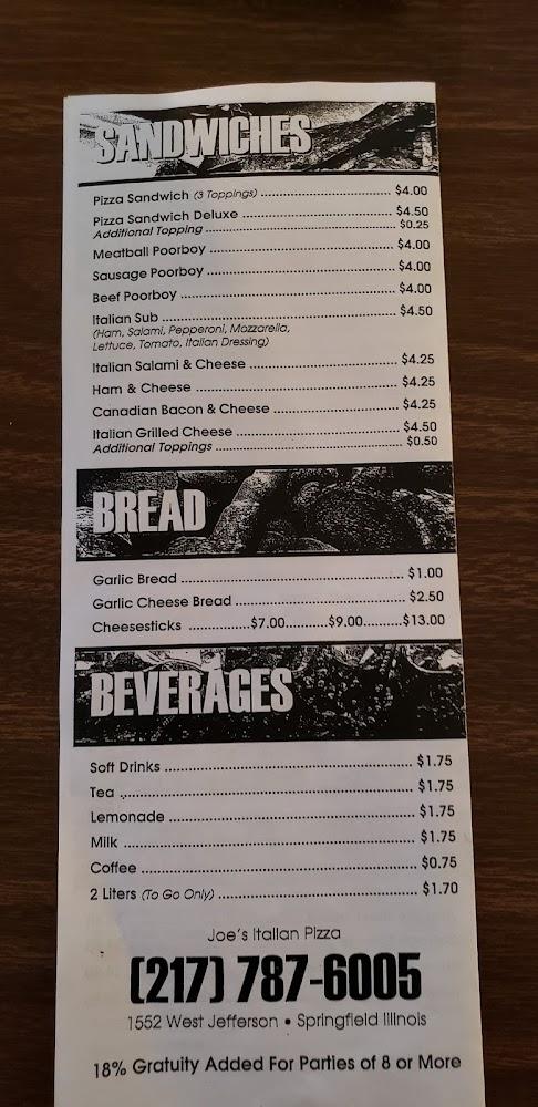 Joe's Italian Pizza in Springfield (not Lincoln) Menu image 2